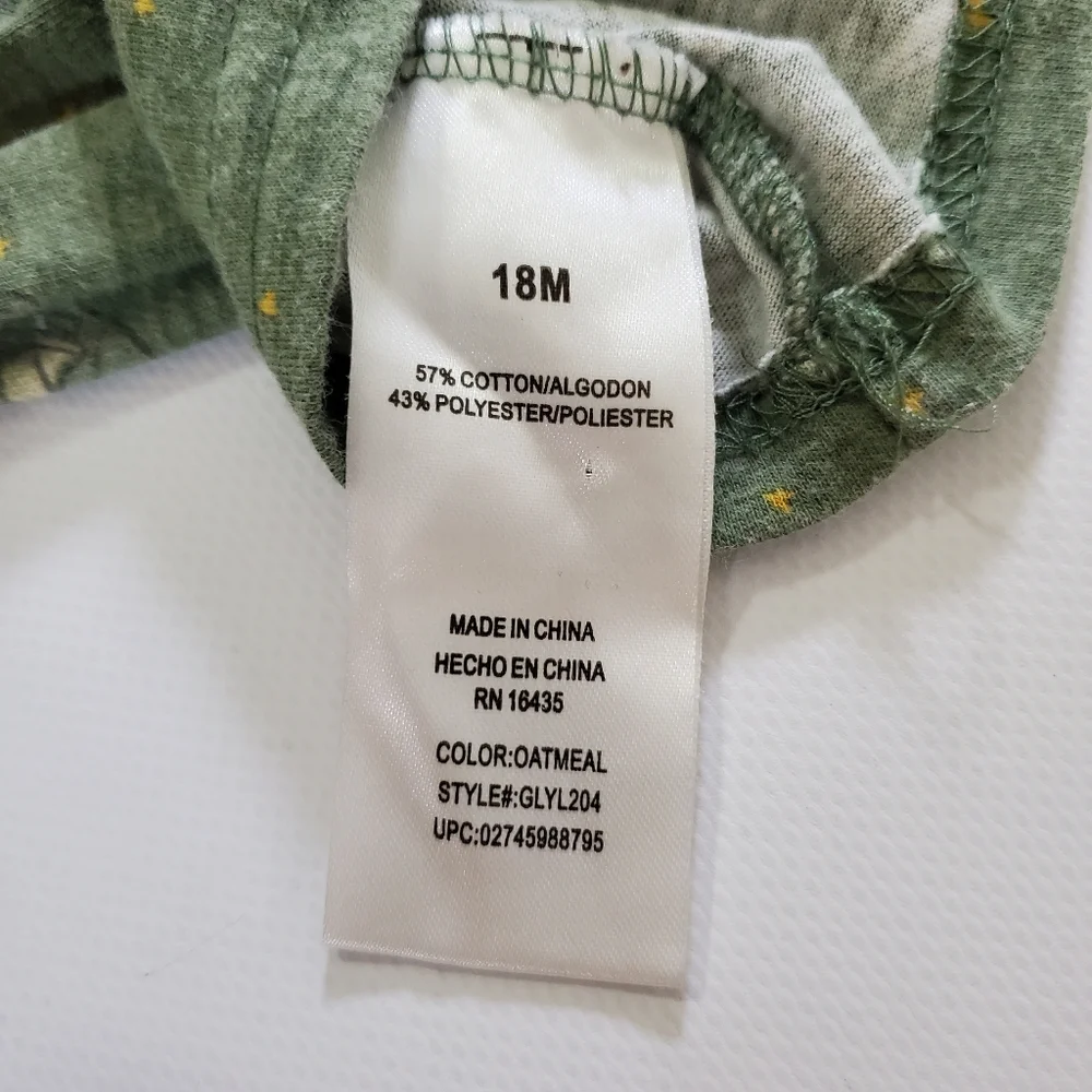 K1420 * Star Wars Boys Grogu Baby Yoda Pajama Top Long Sleeve Green Size 18M